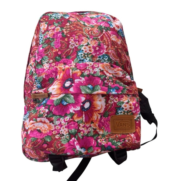 Vans Floral Backpack with Front Pocket Organizer Pink - Picture 6 of 12